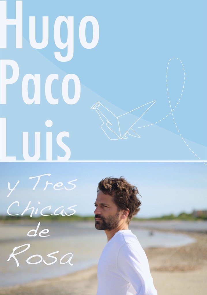 Hugo, Paco, Luis y tres chicas de rosa