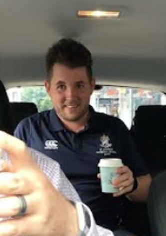 The Chaplain with Teachers in Cars Getting Coffee