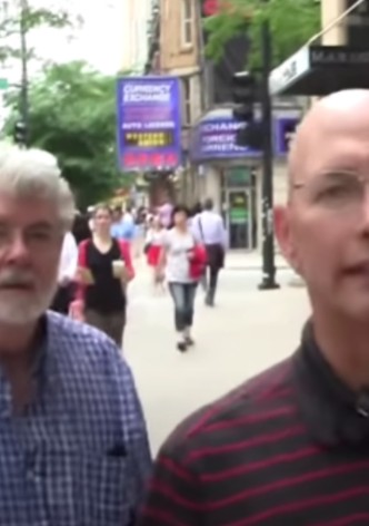 George Lucas in the background of some random documentary