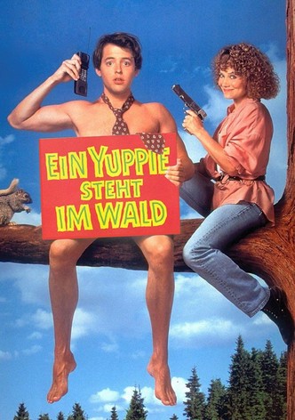 Ein Yuppie steht im Wald