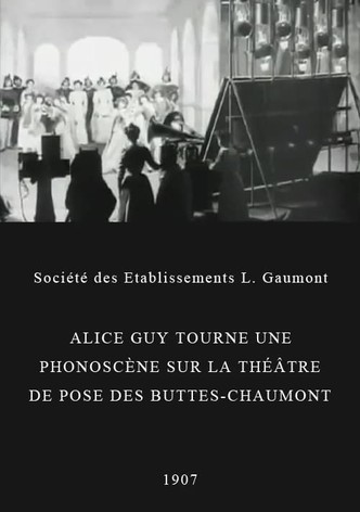 Alice Guy tourne une phonoscène sur la théâtre de pose des Buttes-Chaumont