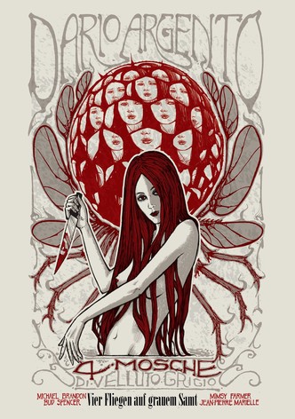 Vier Fliegen auf grauem Samt