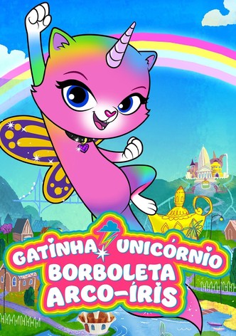 Gatinha Unicórnio Borboleta Arco-Íris