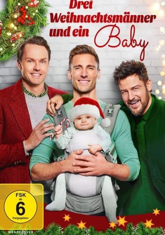 Drei Weihnachtsmänner und ein Baby